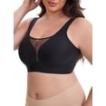 thumbnail image 4 of INSPIRE CHIC Women's Mesh Plunge Wirefree Full Coverage Bras Wide Straps Seamless Lightweight Soft Breathable Bra S Black, 4 of 4