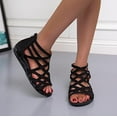 thumbnail image 7 of UTTOASFAY Women’S Sandals Flat Lace Open-Toe Women'S Shoes with Zipper Roman Women'S Sandals Black 7.5, 7 of 7
