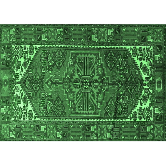 Ahgly Company Indoor Rectangle Persian Emerald Green Traditional Area Rugs, 5' x 7'
