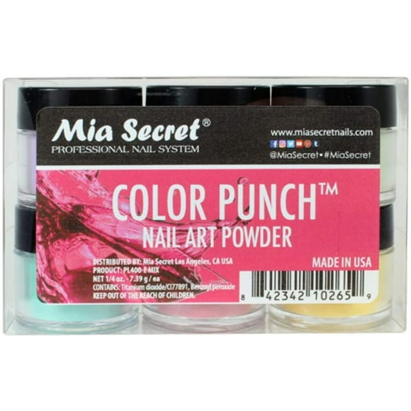 Mia Secret Nail Art Powder - COLOR PUNCH Collections, 14 oz. Pack de 6 Couleurs
