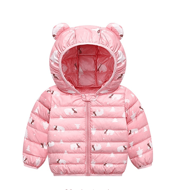Baby Boys Girls Light Puffer Jacket Cartoon Bear Hoodie Coats Winter Down Cotton Outwear 