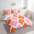thumbnail image 2 of Homewish Bohemian Swirl Damask 7pcs Queen Bedding,Geometric Artwork Bedding Comforter Set Queen,Pink Orange,Reversible, 2 of 8