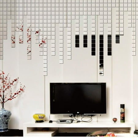100pcs Hot Sale Modern Design Adhesive Mini Square 3d Diy Wall Mirror For Room Bedroom Kitchen Bathroom Stick Decal Home Party Decoration Decor Art