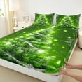 thumbnail image 3 of Manfei Green Xmas Tree Twin Sheet Sets, Glitter Christmas Snowflake Twin Fitted Sheet, Teens Kids Boys Girls Flat Sheet, Lightweight Room Decor, 3pcs, 3 of 7
