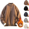 thumbnail image 2 of ZCFZJW Men's Sherpa Lined Quarter Zip Fleece Sweaters Trendy Fall Winter Plush Thick Warm Heavyweight Pullover Winter Sweatshirts Beige XXL, 2 of 9