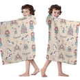thumbnail image 4 of Beige Princess Carriage Pattern Hooded Bath Towel，50"x30" for Ages 3 To 12 Kids, Quick Dry Lightweight Soft Microfiber Hood Beach Towel Cover Up for Kids, 4 of 7