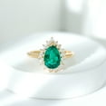 thumbnail image 3 of Rosec Jewels Pear Shaped Lab Grown Emerald Ring with Diamond Halo for Women (7X10 mm), 18K Yellow Gold, US 8.50, 3 of 7
