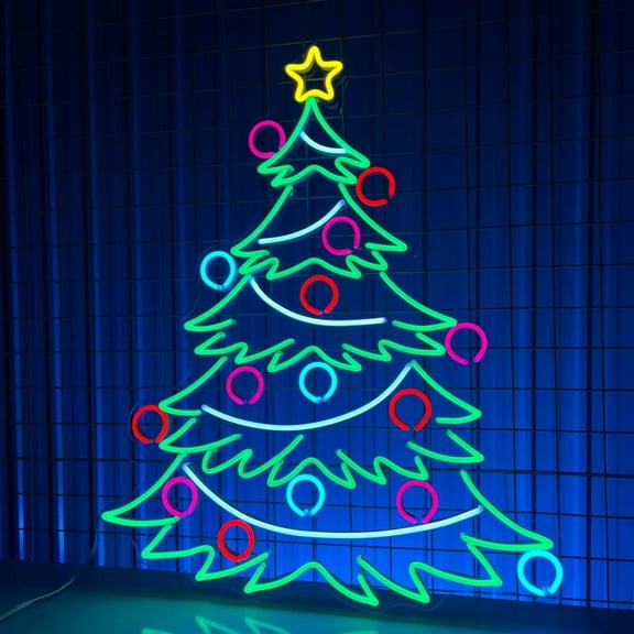 Handmadetneonsign Christmas Tree Neon Sign, Christmas Wall Art Decor, Christmas Sign, Home Bar Pub Wall Decor