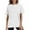 A01-White, variant on QUINDOS Short Sleeve Woman T Shirts Summer Cotton White Women Tops Crew Neck Solid Ruffle Sleeve Bandage Outdoor Tops