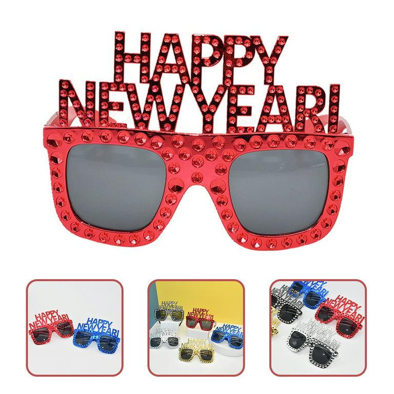 Amosfun Happy New Year Eyeglasses Fancy New Year Party Glasses Celebration Party Favor for 2020 New Year's Eve Party Decors, Pack of 9