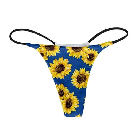 

〖TOTO〗Thongs For Women Floral Print Panties Underpants Comfort Low Rise Soft G String T Back Panties