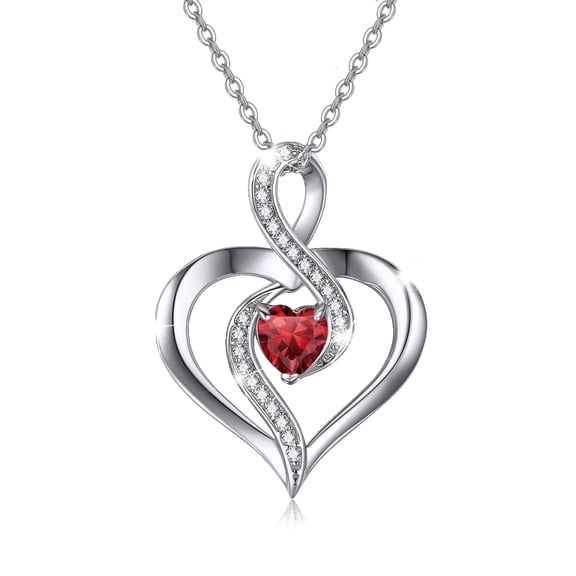 Coachuhhar Heart Necklace 925 Sterling Silver Infinity Birthstone Necklace Love Heart Pendant Necklace Jewelry Birthday Gift for Women