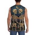 thumbnail image 4 of Uemuo Romantic Skeletons Under Moon Pattern Men's Sleeveless T-Shirt,Muscle Athletic Tank Top, Moisture-wicking Quick-dry Breathable Classic Tee Top for Gym Run Outdoor Sports-X-Large, 4 of 8