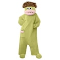 thumbnail image 4 of Funny Cartoon Monster Plush One-Piece Pajamas, Cozy Couple Matching Loungewear for Adults, Comfy Game Night Sleepwear with Hood and Comb, Halloween Oversized Fleece Onesie(Light Green,XXL), 4 of 8