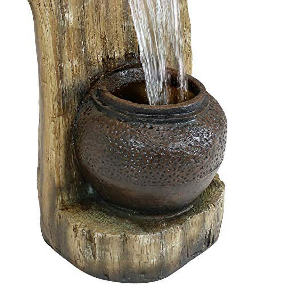 Sunnydaze Cascading Tree Stump Outdoor Water Fountain with LED Lights and Planter - Corded Electric - Garden, Patio and Lawn Decor - Outdoor Polyresin Waterfall Feature - 35-Inch - image 2 of 3