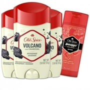 Old Spice Men's Antiperspirant & Deodorant Volcano with Charcoal, 2.6 oz Pack of 3 with Travel-Size Swagger Body Wash