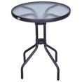 thumbnail image 1 of Outsunny Patio Round Table Tempered Glass Top Outdoor Dining Steel Frame Backyard, 1 of 1
