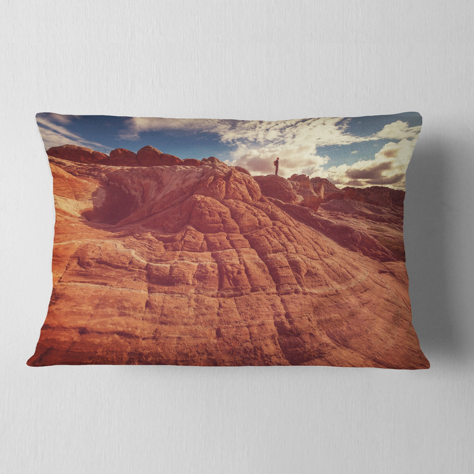 Designart Vermilion Cliffs At Sunrise - Landscape Printed Throw Pillow - 12x20