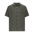 thumbnail image 3 of Donemore Men's Solid Color Button-Up Short Sleeve Lapel Shirt with Multiple Pockets, Casual Business Stylish Top for Everyday Outfit, 3 of 5