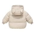 thumbnail image 3 of SGMVNU Toddler Winter Coats Puffer Padded Jacket, Boys Girls Bear Ear Hoods Zipper Down Jacket, Light Weight Outerwear, Winter Coats for Baby Kids(Size 12-18 Months, nz1023_B-Beige), 3 of 8