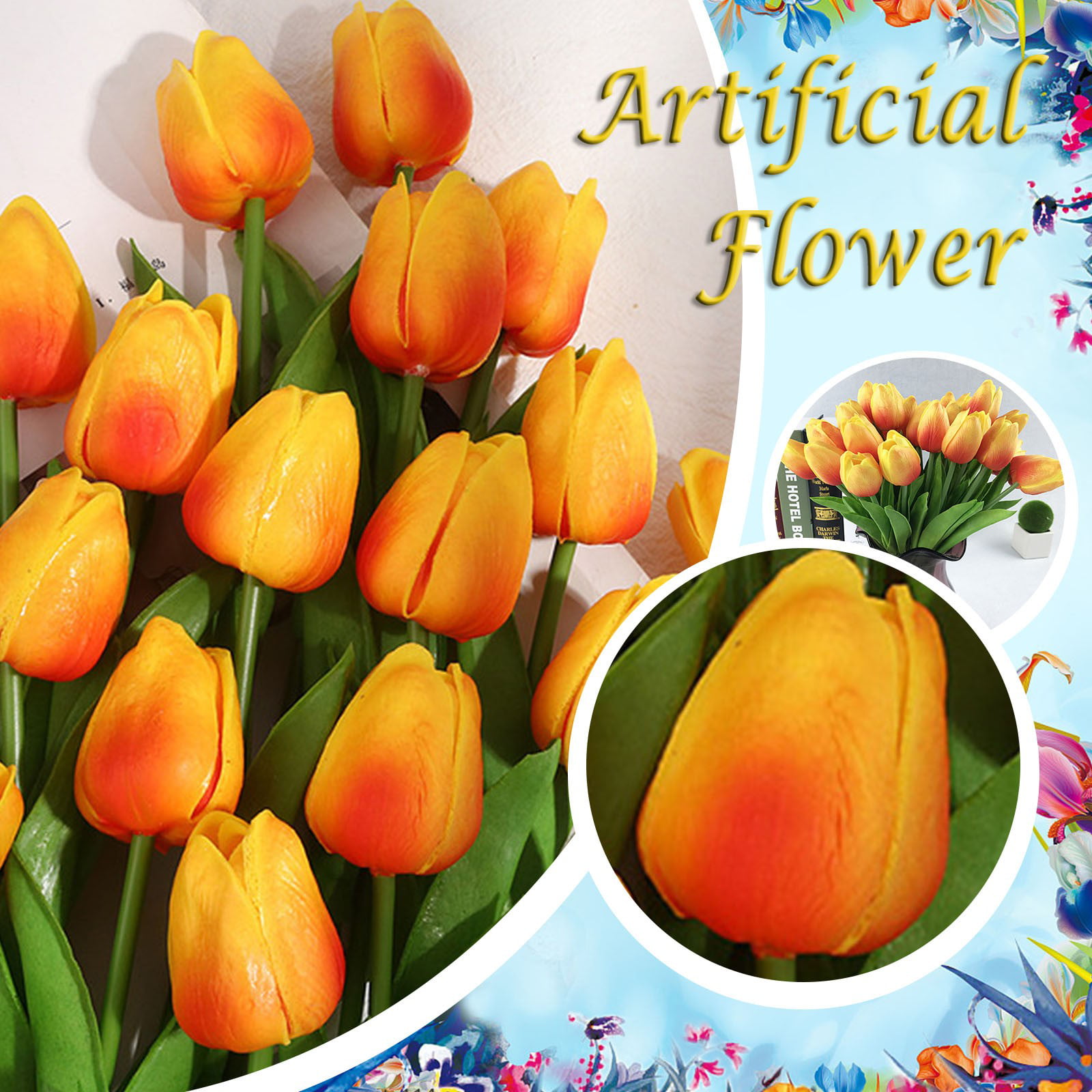 1/5/10pc Artificial PU Flower Tulip Bridal Wedding Party Bouquet Home Desk Decor 