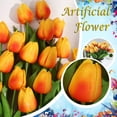 thumbnail image 2 of JeashCHAT 10 Pcs Artificial Tulips Flowers 13.4" Bulk Tulips with Long Stems Bouquet Fake Flowers for Vase Table Centerpieces Wedding Party Festival Cemetery Decor, 2 of 6