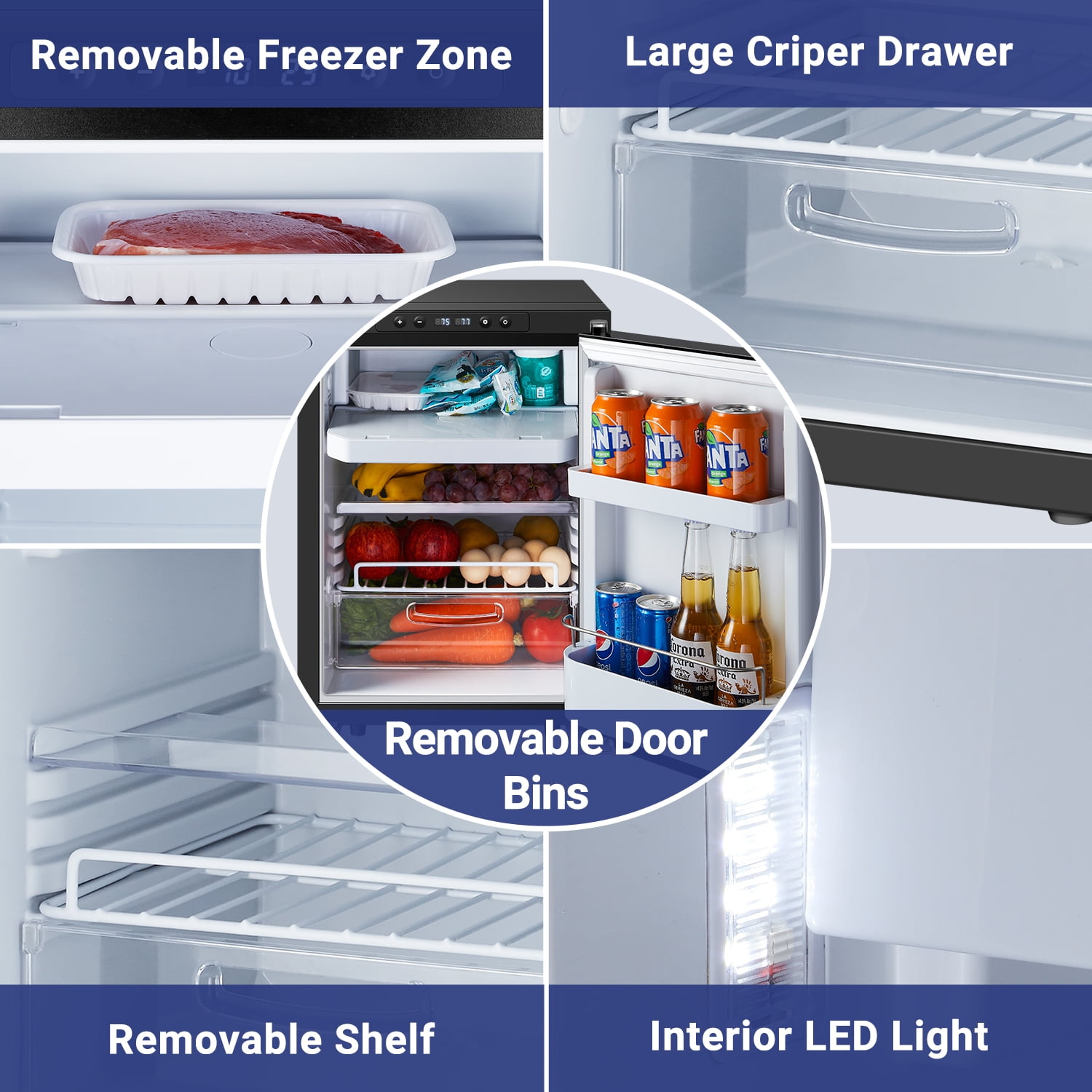 Aobosi Upgraded 12 Volt Car Refrigerator, 50L(1.76cu.ft) RV Fridge and Freezer, RV Refrigerator APP Control with Lock, (-4℉-46℉) Fridge Freezer 12/24V DC for Truck, RV, Camping, Travel