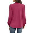 thumbnail image 3 of Ashirexll Womens Long Sleeve Tops Casual Winter Tops for Small Stand Collar Pleated Front Long Sleeve Tee Shirt Top, 3 of 3