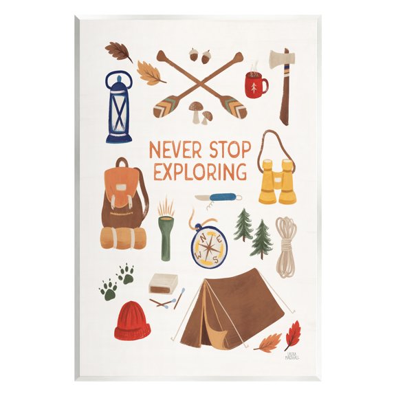 Stupell Industries Never Stop Exploring Phrase Typography Painting Unframed Art Print Wall Art, 10 x 15