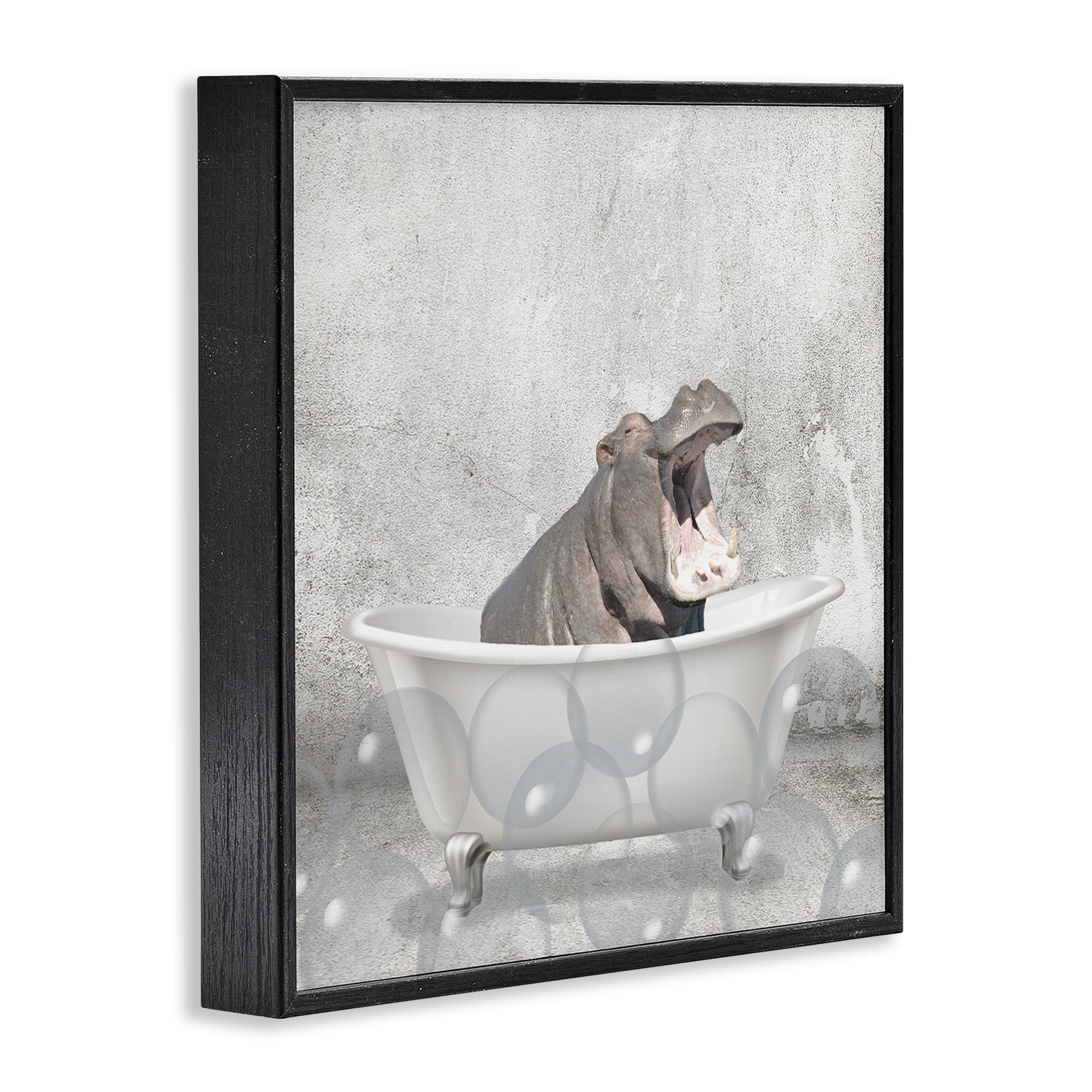 Stupell Industries Baby Hippo Bath Time Cute Animal Design, 24 x 24,Design by Kimberly Allen