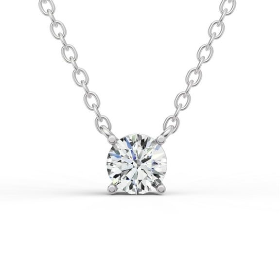 Lab Grown 1 Carat Floating Round Shaped Diamond Solitaire Pendant in 14K White Gold. Sample Image Final Product May Vary.