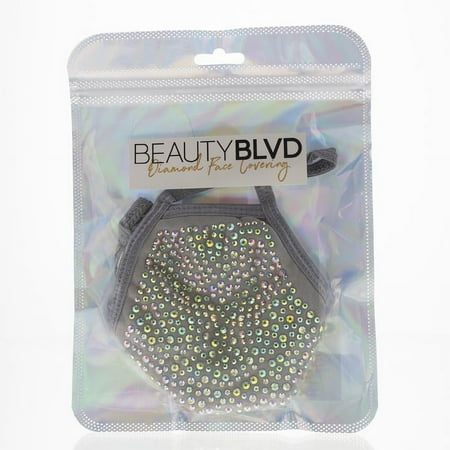 BeautyBLVD Diamond Face Covering Fashion Face Mask Face Covering for Women Rhinestone Face Mask Sparkly Face Mask Diamond Face Mask Sequin (Hazy Grey)