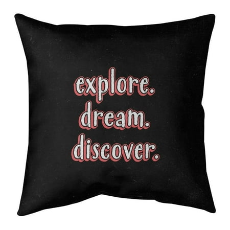 UPC: 0670507506673 | ArtVerse Quotes Explore Dream Discover Quote Chalkboard Style Pillow-Cotton Twill 18 x 18 Large