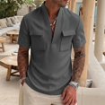 thumbnail image 5 of Kezqiaxn Mens Short Sleeve Shirts Summer Casual V-Neck Business Work Tops with Pockets Mens Shirt Plus Size Fashion, 5 of 5