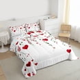 thumbnail image 3 of Homewish Cute Heart Print Full Size Comforter Sets,Loves Pattern Bedding Comforter Set,White Red Bedding Sets For Girls Kids,Microfiber Bedroom Decor Reversible,3-Piece, 3 of 8