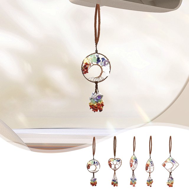 Xihbxyly Árbol de La Vida de Cristal Tejido a Mano, Colorido Adorno para Coche, Brillante Decoración de Interiores, Acogedor Detalle para El Hogar, Ligero y Exquisito, Tamaño 21 X 6 X 2 Cm, Idea de R