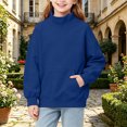 thumbnail image 4 of Children Pockets Sweatshirt Solid Color Winter Long Sleeve Sweatshirt for Boys Girls, 4 of 8