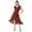 Red, variant on Moomaya Printed Viscose Front Slit Ruffle Dress, Summer Resort Wear Women Clothing