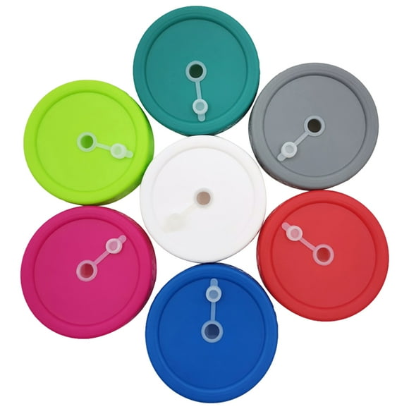 Coofit 7PCS Straw Mason Jar Lid Universal Canning Jar Lid Mason Bottle Lid with Hole