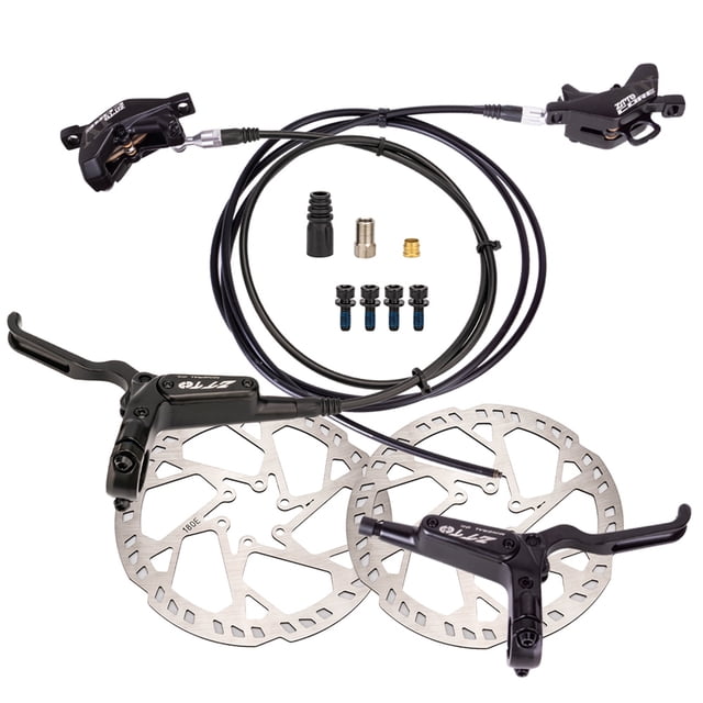 Conjunto de freno de bicicleta Juego de pinzas de freno hidráulico MTB de 4 pistones con rotores de disco de 160/180/203 mm Kit de freno de disco hidráulico delantero y trasero ZTTO Conjunto de freno de bicicleta