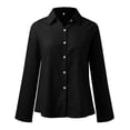 thumbnail image 5 of Kwasome Summer Blouses For Women 2024 Long Sleeve Daisy Prints Lapel Top Solid Color Casual Comfort Shirts Daily Wear Xl Black, 5 of 5