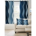 thumbnail image 2 of Fsddascl Abstract Blue Moire Blackout Curtains for Bedroom/Living Room, Thermal Insulated Kitchen Curtains, Gradient Coastal Ocean Geometric Waves Grommet Darkening Window Treatment Drapes 52"x84"x2, 2 of 8