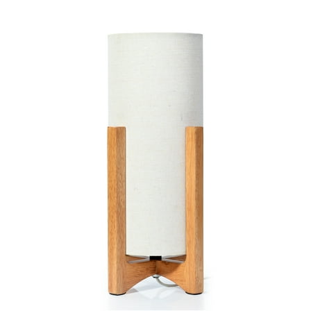 Better Homes & Gardens 14-Inch Natural Wood Uplight Table Lamp with Linen Shade