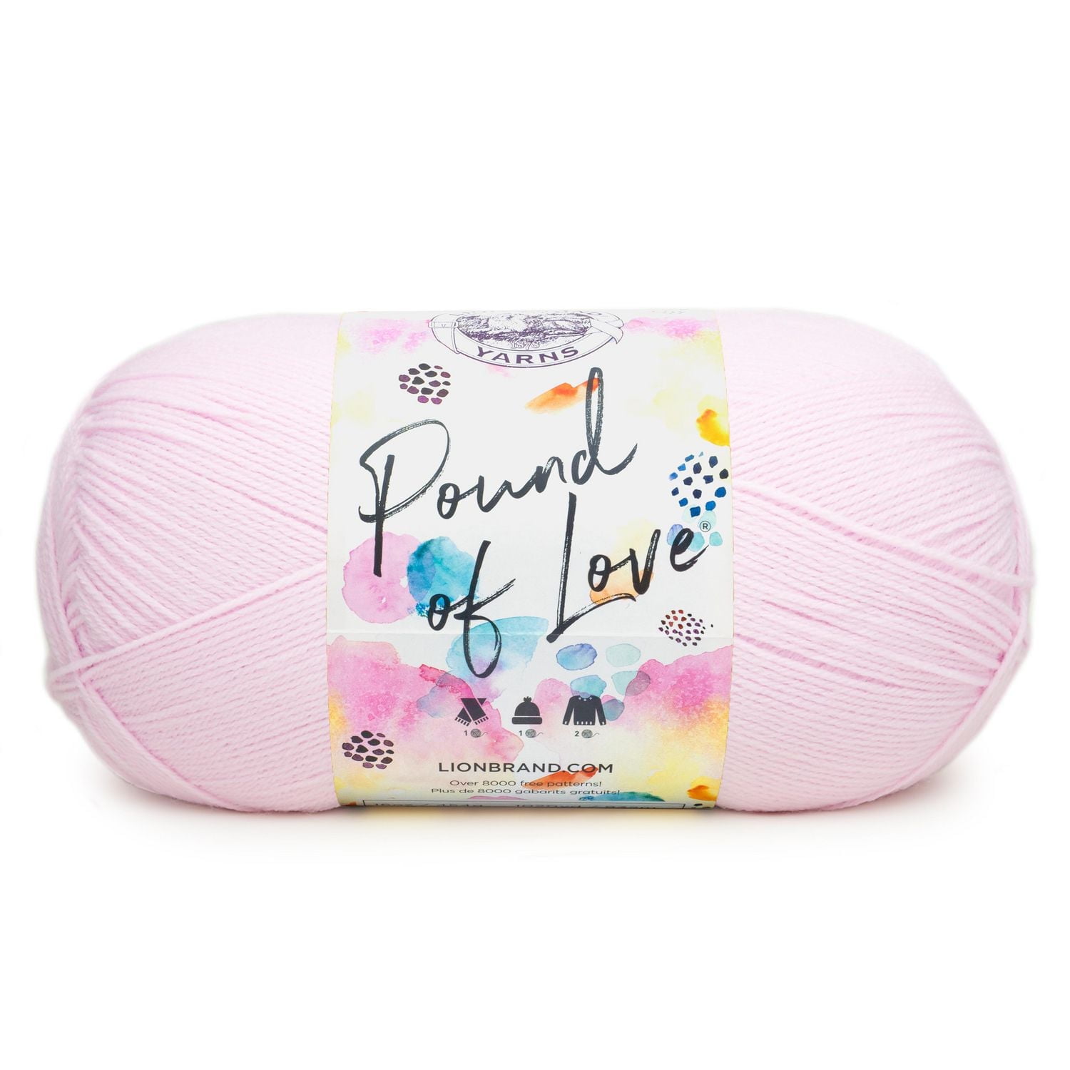 Fil Lion Brand Pound of Love® Rose Pastel Fil acrylique moyen/peigné n° 4, 454g/ 932m, 1CT Fil #4 de poids moyen, 312g/ 629m, 1CT