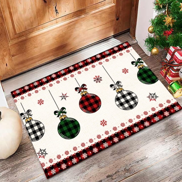 Christmas Door Mat Crystal Velvet Entry Christmas Tree Decoration Carpet Christmas Foot Mat
