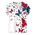 thumbnail image 3 of Pounoo T-Shirts pour Femmes Motif Étoiles et Rayures Manches Courtes Coupe Décontractée Chandails Légers et Confortables Hauts Style de Rue Décontracté Tenue de Fin de Semaine Cadeau, 3 of 6
