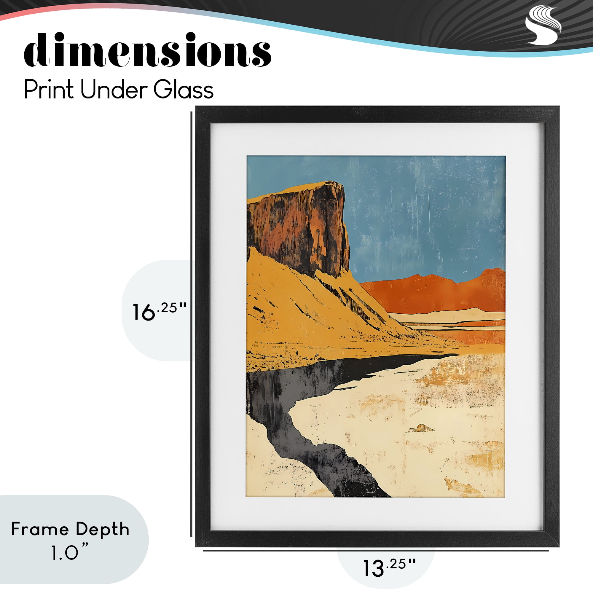 Stupell Industries Canyon Pass Pathway Black Framed Print Under Glass, design by Walker Noble