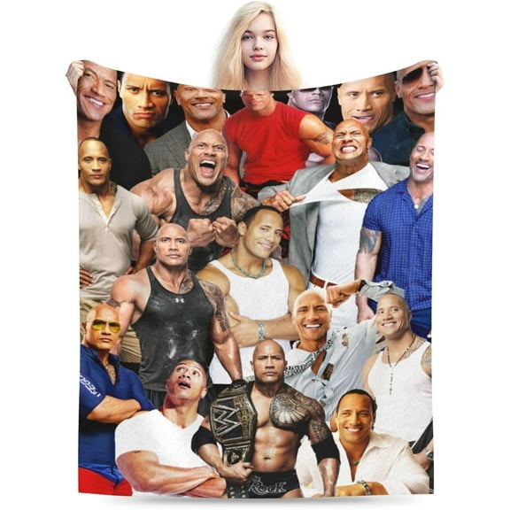 Dwayne Douglas Johnson Blanket Soft and Warm Lightweight Fluffy Throws Blankets Rug Carpet Gift for Beach Yoga Bedroom Living Room Decoration Sofa Camping Trip Dorm Decor All Season