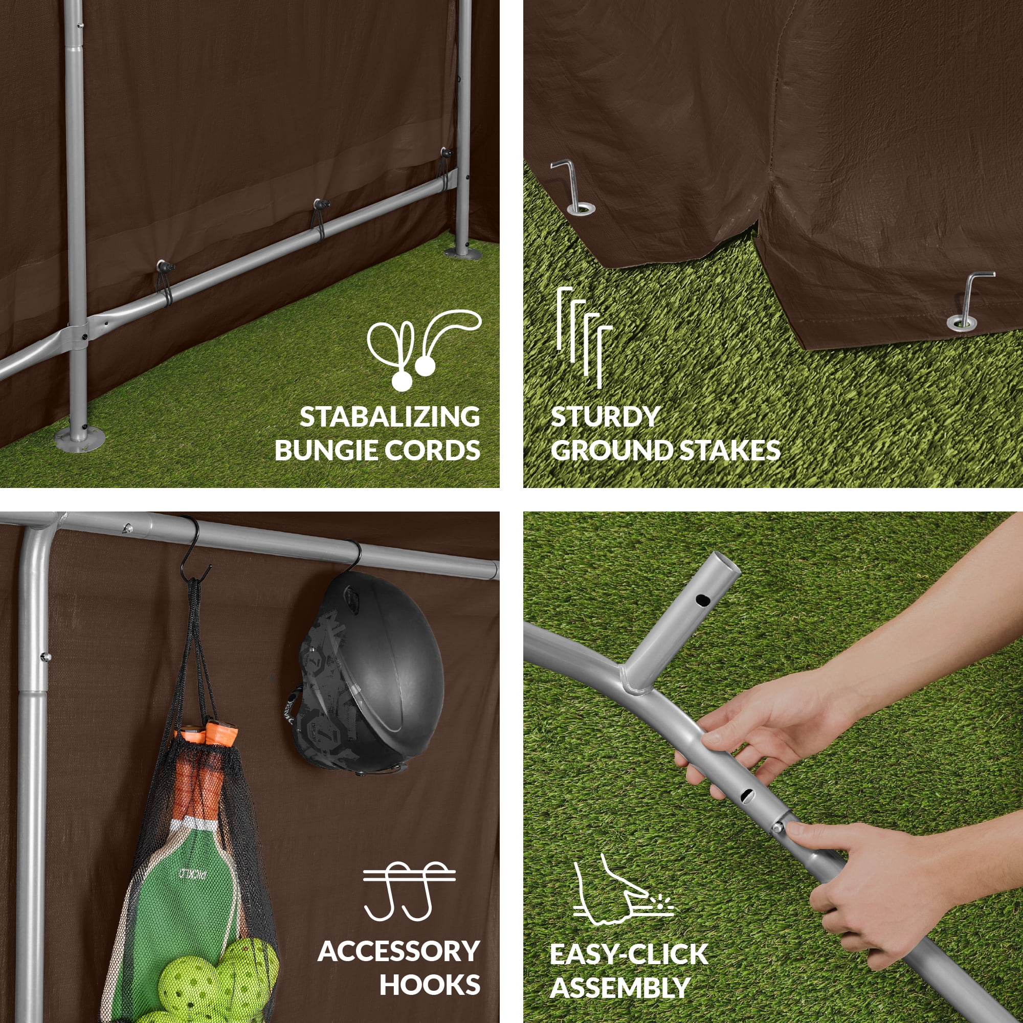Best Choice Products 10x8ft Outdoor Fabric Storage Shed Steel Frame Dual Roll Up Zipper Doors Window Tan