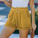 thumbnail image 4 of Whataatahia Pantalones Cortos Elásticos De Cintura Alta Cinturón Casual Ajustado Bolsillo De Color Puro Pantalones Cortos Rectos Casuales Ajustados para Mujer Verano Amarillo XL, 4 of 6
